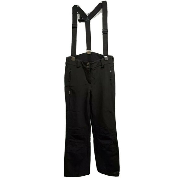 Vintage Killtec Black Insulated Waterproof Ski Snow Pants US 8 Suspender Stretch - Picture 1 of 12